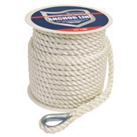 ATTWOOD MARINE 1/2 x 100  Anchor Line White 11709-1